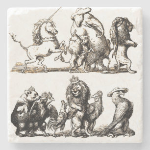 Dessous-de-verre En Pierre Parade d'animaux de livre d'images vintage : Art m