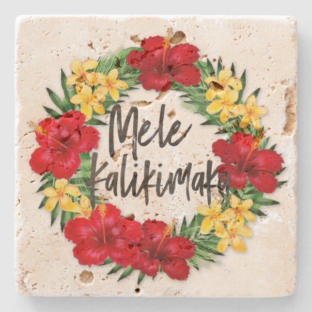 Dessous-de-verre En Pierre Paradis Tropical Hawaiian Holiday Wreath (Devant)