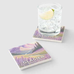 Dessous-de-verre En Pierre Parc national de Glacier   Aquarelle lavande de pr