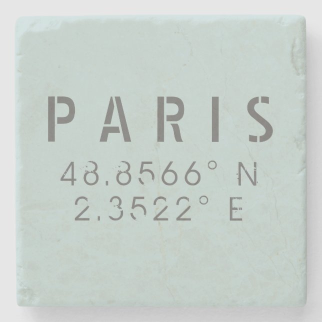 Dessous-de-verre En Pierre Paris Latitude Longitude (Devant)
