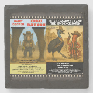 Dessous-de-verre En Pierre Parodie d'affiche de film animalier western