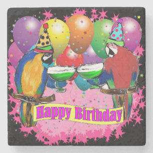 DESSOUS-DE-VERRE EN PIERRE PARROTS D'ANNIVERSAIRE
