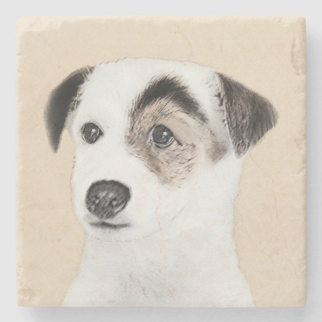 Dessous-de-verre En Pierre Parson Jack Russell Terrier Peinture - Chien Art (Devant)