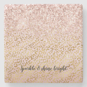 Dessous-de-verre En Pierre Parties scintillant Blush Empreinte de léopard ros