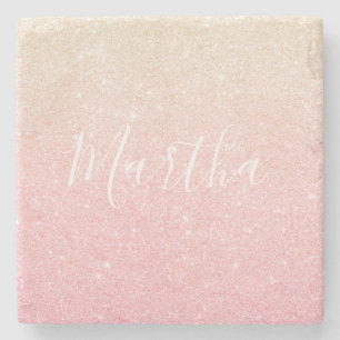 Dessous-de-verre En Pierre Parties scintillant en or rose élégante à pente do