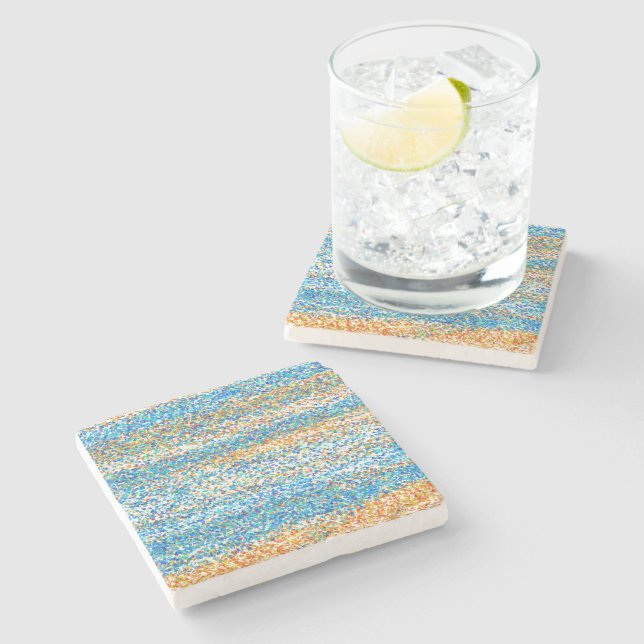 Dessous-de-verre En Pierre Parties scintillant Gold Blue Abstrait (Côté)