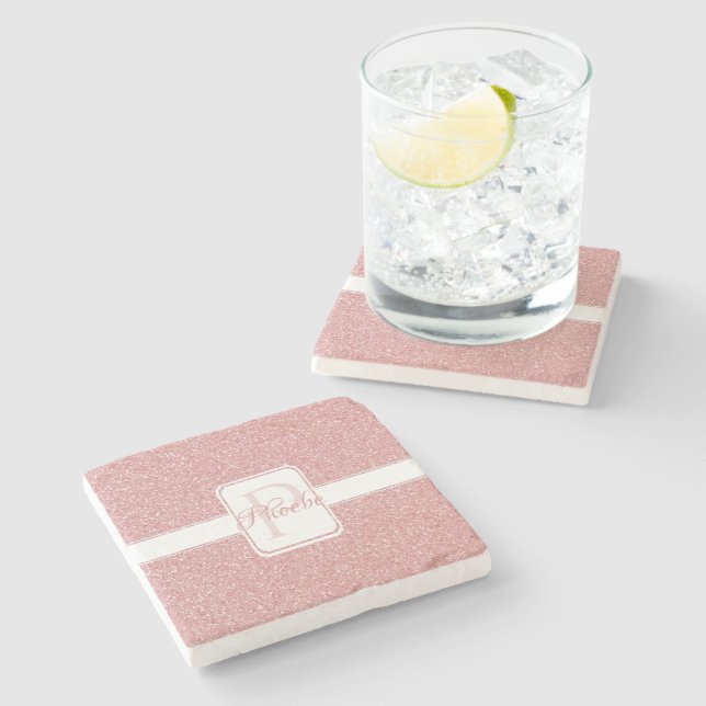 Dessous-de-verre En Pierre Parties scintillant rose Dessous de verre personna (Côté)