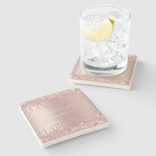 Dessous-de-verre En Pierre Parties scintillant rose Gold Blush Éclats Texte 