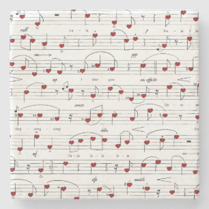 Dessous-de-verre En Pierre Partition de musique de chanson d'amour coeurs rou