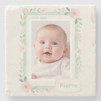 Dessous-de-verre En Pierre Pastel Watercolor Floral Empty Photo Frame
