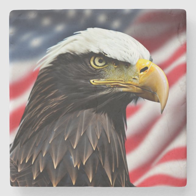 Dessous-de-verre En Pierre Patriotique/Aigle/Américain/USA (Devant)
