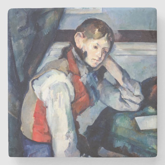 Dessous-de-verre En Pierre Paul Cezanne - Garçon dans la veste rouge (Devant)