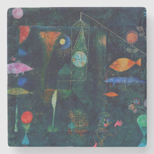 Dessous-de-verre En Pierre Paul Klee Fish Magic Peinture Abstraite Art graphi