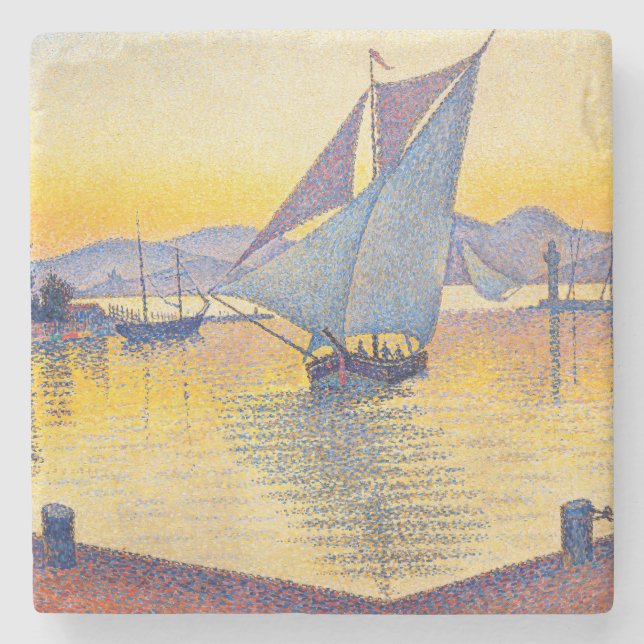 Dessous-de-verre En Pierre Paul Signac - Le Port au coucher du soleil, Opus 2 (Devant)
