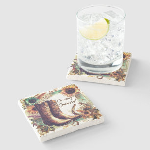 Dessous-de-verre En Pierre Pays Cowboy Russe Ouest