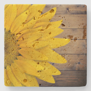 Dessous-de-verre En Pierre Pays en bois de tournesol rustique chic