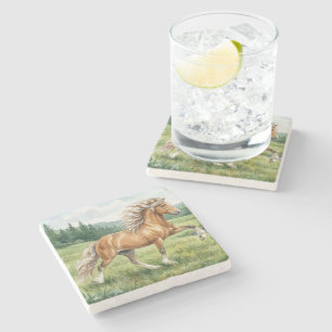 Dessous-de-verre En Pierre Paysage aquarelle du cheval islandais Elska