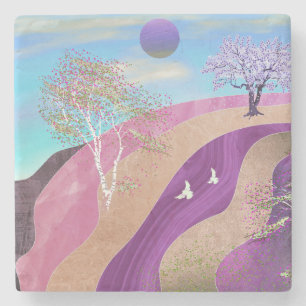 Dessous-de-verre En Pierre Paysage de floraison printanière