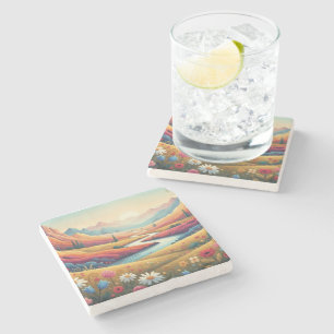 Dessous-de-verre En Pierre Paysage de rêve de montagne : Vallée de la florais