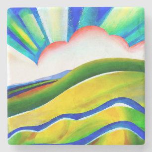 Dessous-de-verre En Pierre Paysage de Sunburst Rainbow