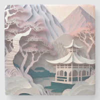 Paysage découpé en papier avec Dessous de verre en