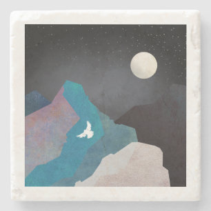 Dessous-de-verre En Pierre Paysage d'oiseau de montagne