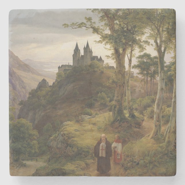 Dessous-de-verre En Pierre Paysage romantique avec complexe de monastères (Devant)
