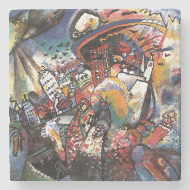 Dessous-de-verre En Pierre Paysage urbain Kandinsky Moscou I Art abstrait (Devant)