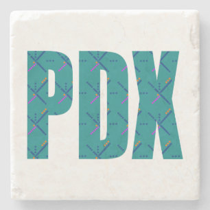 Dessous-de-verre En Pierre PDX Portland - Texte du tapis de l'aéroport