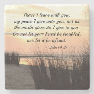 Dessous-de-verre En Pierre Peace I leave with you, Bible Verse Ocean Sunset