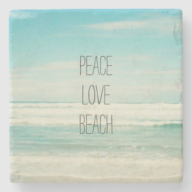 Dessous-de-verre En Pierre Peace Love Beach (Devant)