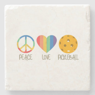 Dessous-de-verre En Pierre Peace Love Pickleball