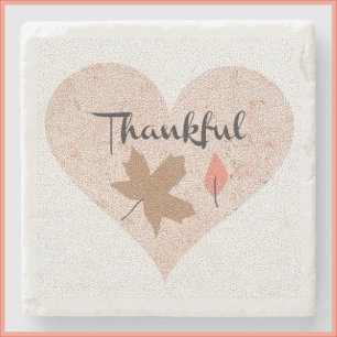 Dessous-de-verre En Pierre Peach Country Thankful Heart and Leaf