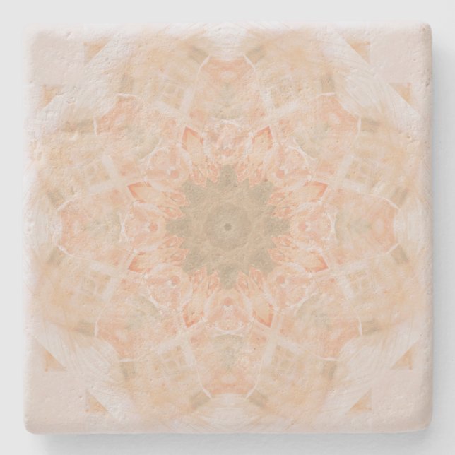 Dessous-de-verre En Pierre Peach Orange Mandala (Devant)