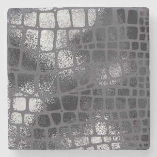 Dessous-de-verre En Pierre Peau de serpent noir métallique : Texture élégante