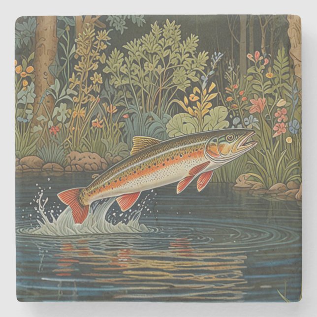 Dessous-de-verre En Pierre Pêche à la mouche rustique (Devant)