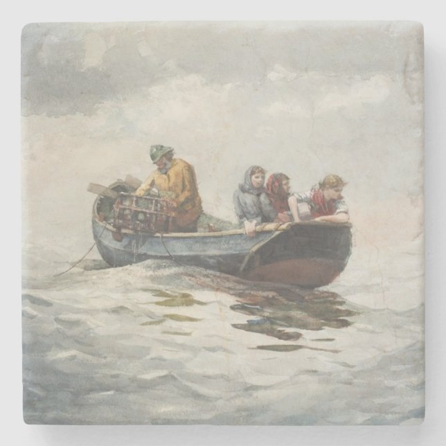 Dessous-de-verre En Pierre Pêche au crabe (par Winslow Homer) (Devant)
