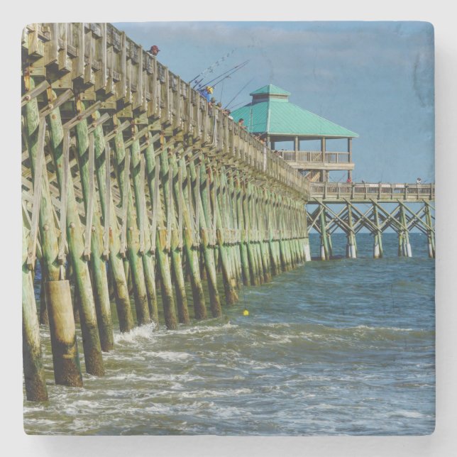 Dessous-de-verre En Pierre Pêche au quai (Devant)