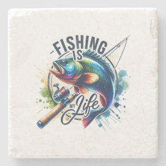 Dessous-de-verre En Pierre Pêche-Cadeaux Fisher Est Ma Vie