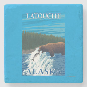 Dessous-de-verre En Pierre Pêche d'ours en rivière - Latouche, Alaska