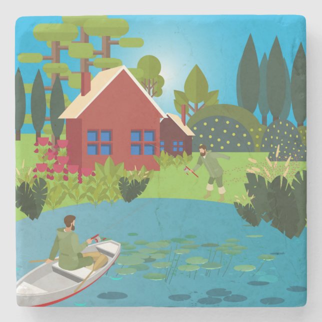 Dessous-de-verre En Pierre Pêcheurs (Devant)