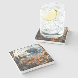 Dessous-de-verre En Pierre Pêcheurs à la Twilight ramassant des crabes