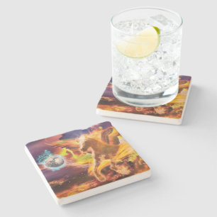 DESSOUS-DE-VERRE EN PIERRE PEGASUS HORSE DÉTRUIT LE KRAKEN