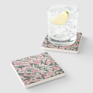 Dessous-de-verre En Pierre Peinture Abstraite en rose et vert