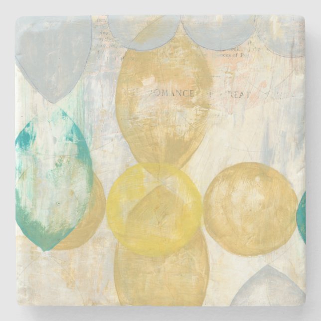 Dessous-de-verre En Pierre Peinture abstraite moderne sur le papier journal (Devant)