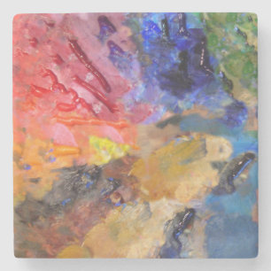 Dessous-de-verre En Pierre Peinture colorée de la palette du peintre artiste