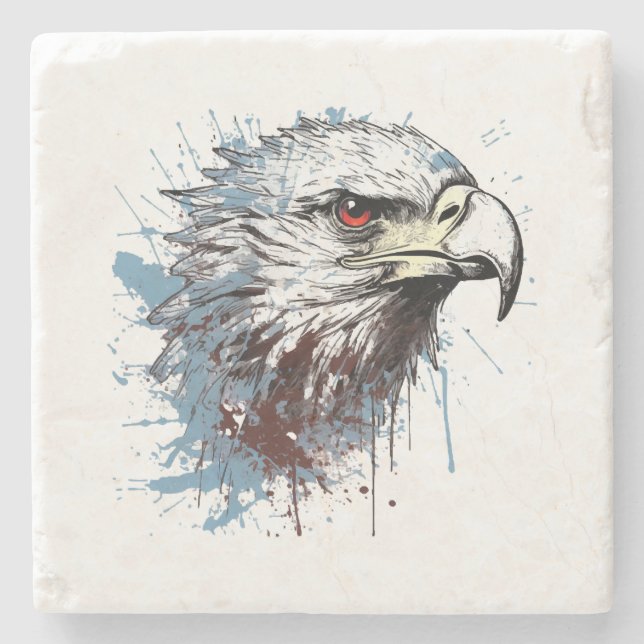 Dessous-de-verre En Pierre Peinture d'aigle (Devant)