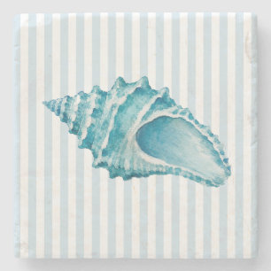 Dessous-de-verre En Pierre Peinture de coquillage côtier conique rayure
