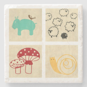 Dessous-de-verre En Pierre Peinture de quatre blocs en bois des enfants