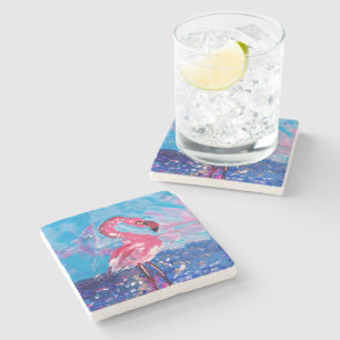 Dessous-de-verre En Pierre Peinture Flamant rose